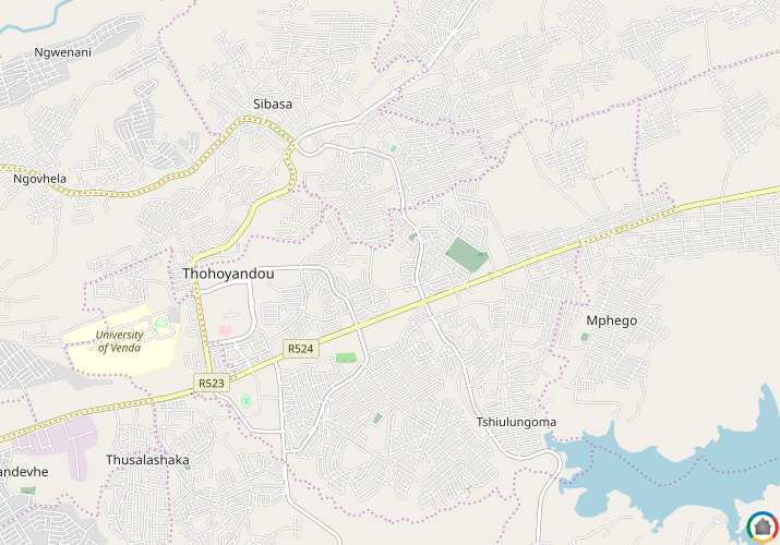 Map location of Thohoyandou